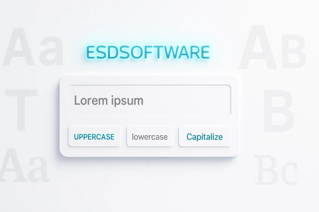 Change text case instantly with ESDSoftware’s free online tool. Fast, browser-based, client-side, and privacy-first—perfect for writers and developers.