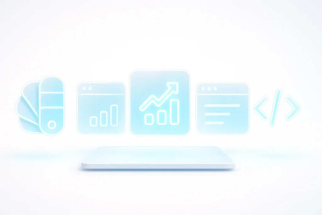 Futuristic glowing tool icons floating in a clean white workspace, symbolizing ESDSoftware’s best and most popular online utilities.
