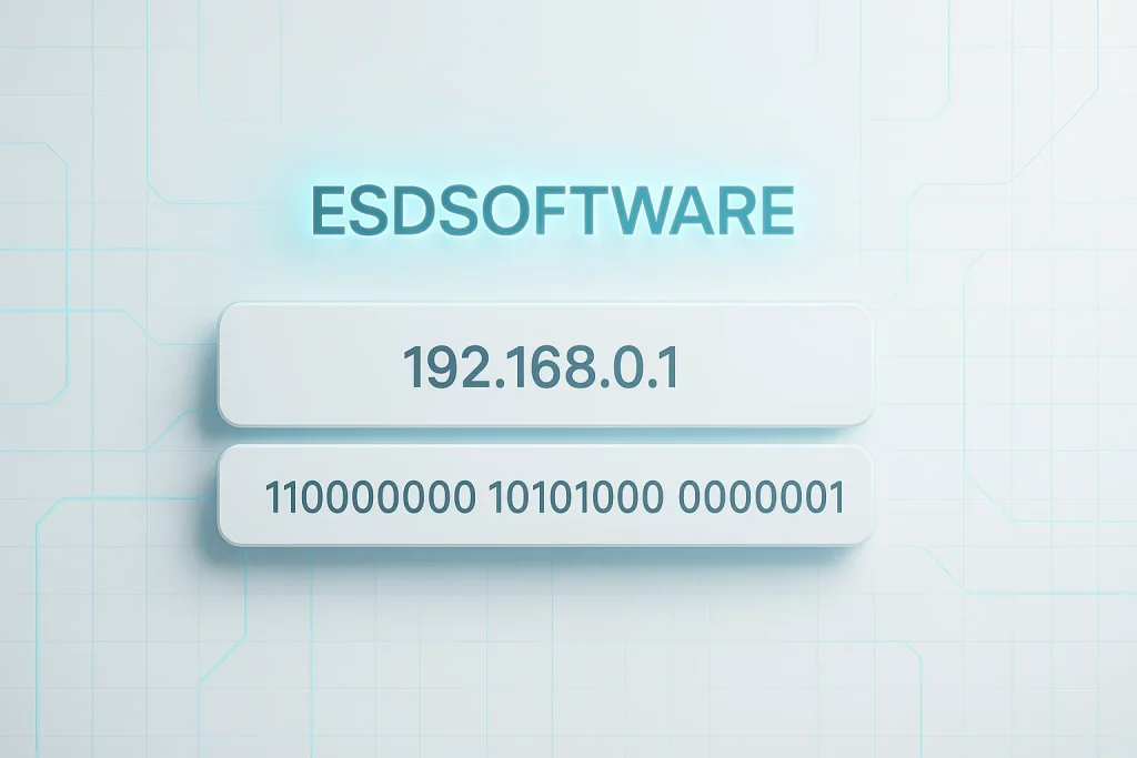 ESDSoftware IP to Binary Converter interface displaying IP input and binary output in a fast, browser-based design.
