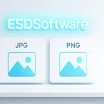 ESDSoftware JPG to PNG Converter interface showing image upload and conversion panels in a clean browser-based layout.