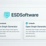 ESDSoftware Open Graph Generator interface showing social preview and metadata fields in a fast, browser-based design.