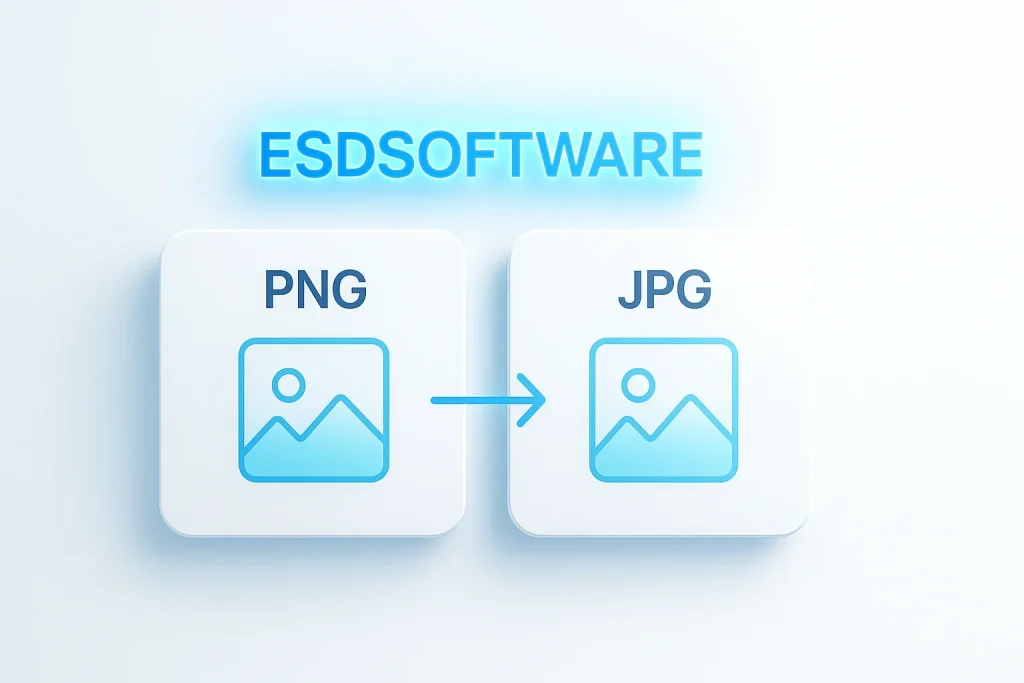 ESDSoftware PNG to JPG Converter interface showing image input and conversion preview in a fast, browser-based design.