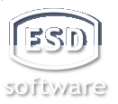 Minimalist logo of ESDSoftware™ featuring the tagline “Tools Online Community Providers” in blue tones on a white background.
