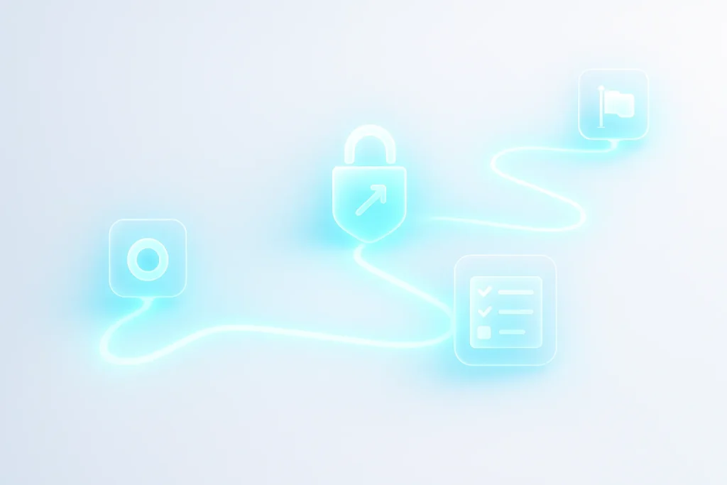 Futuristic glowing roadmap with connected milestones representing ESDSoftware’s upcoming tools and development plans.